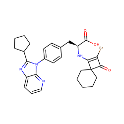 O=C(O)[C@H](Cc1ccc(-n2c(C3CCCC3)nc3cccnc32)cc1)NC1=C(Br)C(=O)C12CCCCC2 ZINC000100077472