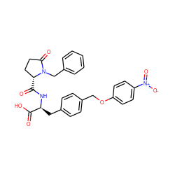 O=C(O)[C@H](Cc1ccc(COc2ccc([N+](=O)[O-])cc2)cc1)NC(=O)[C@@H]1CCC(=O)N1Cc1ccccc1 ZINC000027764593