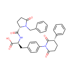 O=C(O)[C@H](Cc1ccc(N2C(=O)CC[C@@H](c3ccccc3)C2=O)cc1)NC(=O)[C@@H]1CCC(=O)N1Cc1ccccc1 ZINC000027311563