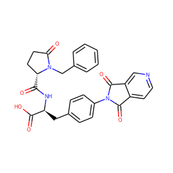 O=C(O)[C@H](Cc1ccc(N2C(=O)c3ccncc3C2=O)cc1)NC(=O)[C@@H]1CCC(=O)N1Cc1ccccc1 ZINC000027317094