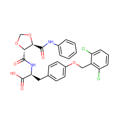 O=C(O)[C@H](Cc1ccc(OCc2c(Cl)cccc2Cl)cc1)NC(=O)[C@@H]1OCO[C@H]1C(=O)Nc1ccccc1 ZINC000058582272