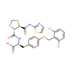 O=C(O)[C@H](Cc1ccc(OCc2c(Cl)cccc2Cl)cc1)NC(=O)[C@@H]1OCO[C@H]1C(=O)Nc1nccs1 ZINC000058576543