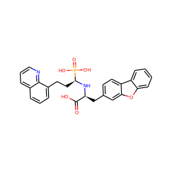 O=C(O)[C@H](Cc1ccc2c(c1)oc1ccccc12)N[C@@H](CCc1cccc2cccnc12)P(=O)(O)O ZINC000013805043