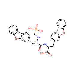 O=C(O)[C@H](Cc1ccc2c(c1)oc1ccccc12)NC(=O)[C@H](Cc1ccc2c(c1)oc1ccccc12)NCP(=O)(O)O ZINC000027555084