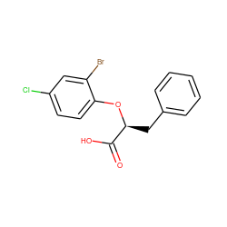 O=C(O)[C@H](Cc1ccccc1)Oc1ccc(Cl)cc1Br ZINC000040423806