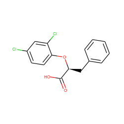 O=C(O)[C@H](Cc1ccccc1)Oc1ccc(Cl)cc1Cl ZINC000040973184