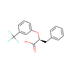 O=C(O)[C@H](Cc1ccccc1)Oc1cccc(C(F)(F)F)c1 ZINC000073295120