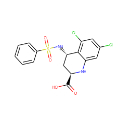 O=C(O)[C@H]1C[C@H](NS(=O)(=O)c2ccccc2)c2c(Cl)cc(Cl)cc2N1 ZINC000013455325