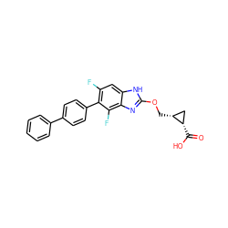 O=C(O)[C@H]1C[C@H]1COc1nc2c(F)c(-c3ccc(-c4ccccc4)cc3)c(F)cc2[nH]1 ZINC000072316449