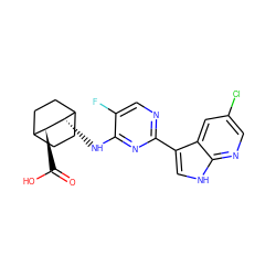 O=C(O)[C@H]1C2CCC(CC2)[C@@H]1Nc1nc(-c2c[nH]c3ncc(Cl)cc23)ncc1F ZINC000118097616