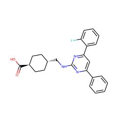 O=C(O)[C@H]1CC[C@H](CNc2nc(-c3ccccc3)cc(-c3ccccc3F)n2)CC1 ZINC000299819994