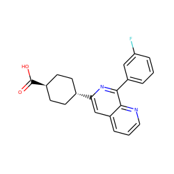 O=C(O)[C@H]1CC[C@H](c2cc3cccnc3c(-c3cccc(F)c3)n2)CC1 ZINC000254094655