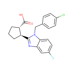 O=C(O)[C@H]1CCC[C@@H]1c1nc2cc(F)ccc2n1Cc1ccc(Cl)cc1 ZINC000013826805