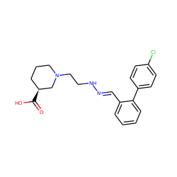 O=C(O)[C@H]1CCCN(CCN/N=C/c2ccccc2-c2ccc(Cl)cc2)C1 ZINC000095594131