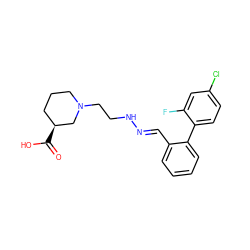 O=C(O)[C@H]1CCCN(CCN/N=C/c2ccccc2-c2ccc(Cl)cc2F)C1 ZINC000095597480