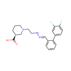 O=C(O)[C@H]1CCCN(CCN/N=C/c2ccccc2-c2ccc(F)c(F)c2)C1 ZINC000095594129