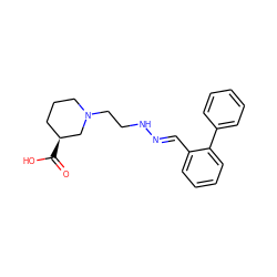 O=C(O)[C@H]1CCCN(CCN/N=C/c2ccccc2-c2ccccc2)C1 ZINC000095593217