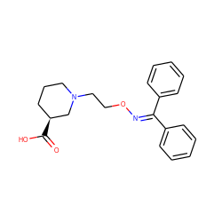 O=C(O)[C@H]1CCCN(CCON=C(c2ccccc2)c2ccccc2)C1 ZINC000013800007