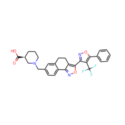 O=C(O)[C@H]1CCCN(Cc2ccc3c(c2)CCc2c-3noc2-c2noc(-c3ccccc3)c2C(F)(F)F)C1 ZINC000117191125