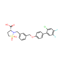 O=C(O)[C@H]1CCS(=O)(=O)N1Cc1cccc(COc2ccc(-c3cc(F)c(F)cc3Cl)cc2)c1 ZINC000145113671