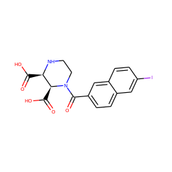 O=C(O)[C@H]1NCCN(C(=O)c2ccc3cc(I)ccc3c2)[C@H]1C(=O)O ZINC000073199158