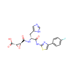 O=C(O)[C@H]1O[C@@H]1C(=O)N[C@H](Cc1cnc[nH]1)C(=O)Nc1nc(-c2ccc(F)cc2)cs1 ZINC000096917570