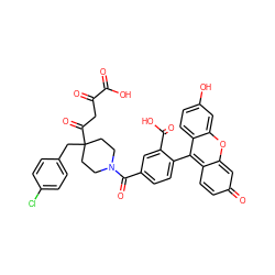 O=C(O)C(=O)CC(=O)C1(Cc2ccc(Cl)cc2)CCN(C(=O)c2ccc(-c3c4ccc(=O)cc-4oc4cc(O)ccc34)c(C(=O)O)c2)CC1 ZINC000150532299