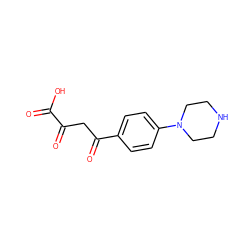 O=C(O)C(=O)CC(=O)c1ccc(N2CCNCC2)cc1 ZINC000101510003