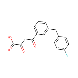 O=C(O)C(=O)CC(=O)c1cccc(Cc2ccc(F)cc2)c1 ZINC000102233641