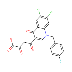 O=C(O)C(=O)CC(=O)c1cn(Cc2ccc(F)cc2)c2cc(Cl)c(Cl)cc2c1=O ZINC000101669033