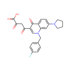 O=C(O)C(=O)CC(=O)c1cn(Cc2ccc(F)cc2)c2cc(N3CCCC3)ccc2c1=O ZINC000101660274