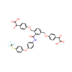 O=C(O)C(=O)c1ccc(OCc2ccc(COc3ccc(C(=O)C(=O)O)cc3)c(C(=O)Nc3ccc(Oc4ccc(SC(F)(F)F)cc4)cc3)c2)cc1 ZINC000095615270