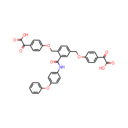 O=C(O)C(=O)c1ccc(OCc2ccc(COc3ccc(C(=O)C(=O)O)cc3)c(C(=O)Nc3ccc(Oc4ccccc4)cc3)c2)cc1 ZINC000072169794