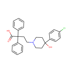 O=C(O)C(CCN1CCC(O)(c2ccc(Cl)cc2)CC1)(c1ccccc1)c1ccccc1 ZINC000028385975