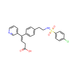 O=C(O)C/C=C(\c1ccc(CCNS(=O)(=O)c2ccc(Cl)cc2)cc1)c1cccnc1 ZINC000013733214