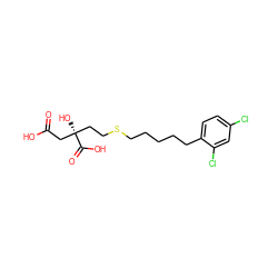 O=C(O)C[C@@](O)(CCSCCCCCc1ccc(Cl)cc1Cl)C(=O)O ZINC000013758164