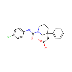 O=C(O)C[C@@]1(c2ccccc2)CCCN(C(=O)Nc2ccc(Cl)cc2)C1 ZINC000048999472