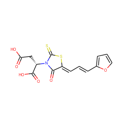 O=C(O)C[C@@H](C(=O)O)N1C(=O)/C(=C/C=C/c2ccco2)SC1=S ZINC000004745753