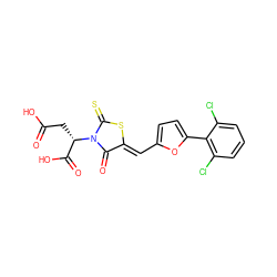 O=C(O)C[C@@H](C(=O)O)N1C(=O)/C(=C/c2ccc(-c3c(Cl)cccc3Cl)o2)SC1=S ZINC000008763601