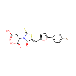 O=C(O)C[C@@H](C(=O)O)N1C(=O)/C(=C/c2ccc(-c3ccc(Br)cc3)o2)SC1=S ZINC000001802011