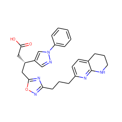 O=C(O)C[C@@H](Cc1nc(CCCc2ccc3c(n2)NCCC3)no1)c1cnn(-c2ccccc2)c1 ZINC000028568867