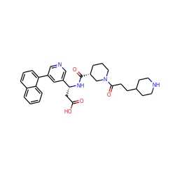 O=C(O)C[C@@H](NC(=O)[C@@H]1CCCN(C(=O)CCC2CCNCC2)C1)c1cncc(-c2cccc3ccccc23)c1 ZINC000027563813