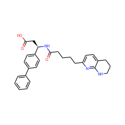 O=C(O)C[C@@H](NC(=O)CCCCc1ccc2c(n1)NCCC2)c1ccc(-c2ccccc2)cc1 ZINC000299818845