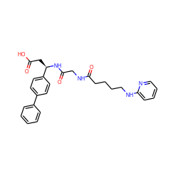 O=C(O)C[C@@H](NC(=O)CNC(=O)CCCCNc1ccccn1)c1ccc(-c2ccccc2)cc1 ZINC000013472619