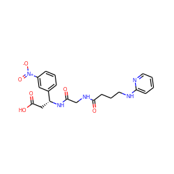 O=C(O)C[C@@H](NC(=O)CNC(=O)CCCNc1ccccn1)c1cccc([N+](=O)[O-])c1 ZINC000013472623