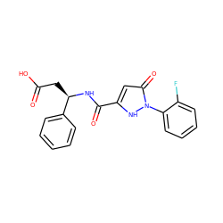 O=C(O)C[C@@H](NC(=O)c1cc(=O)n(-c2ccccc2F)[nH]1)c1ccccc1 ZINC000095554549