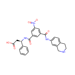 O=C(O)C[C@@H](NC(=O)c1cc(C(=O)Nc2ccc3c(c2)CNCC3)cc([N+](=O)[O-])c1)c1ccccc1 ZINC000036269320