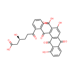 O=C(O)C[C@@H](O)CCC(=O)c1cccc(O)c1C(=O)c1c(C(=O)O)c(O)cc2c1C(=O)c1c(O)cccc1C2=O ZINC000003934193