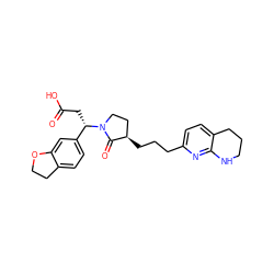 O=C(O)C[C@@H](c1ccc2c(c1)OCC2)N1CC[C@@H](CCCc2ccc3c(n2)NCCC3)C1=O ZINC000003930883