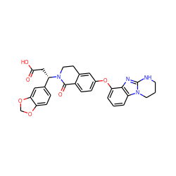 O=C(O)C[C@@H](c1ccc2c(c1)OCO2)N1CCc2cc(Oc3cccc4c3nc3n4CCCN3)ccc2C1=O ZINC000044417273